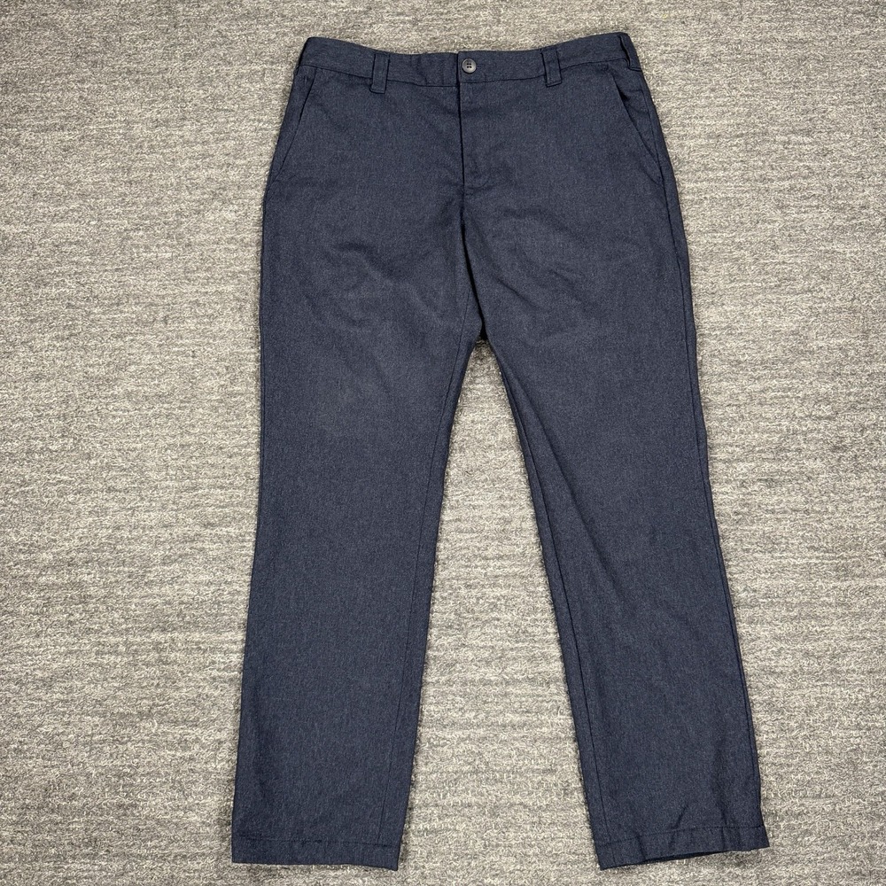 Bluffworks Gramercy Dress Pants Men 34X28 Navy Tailored Fit Workwear Office